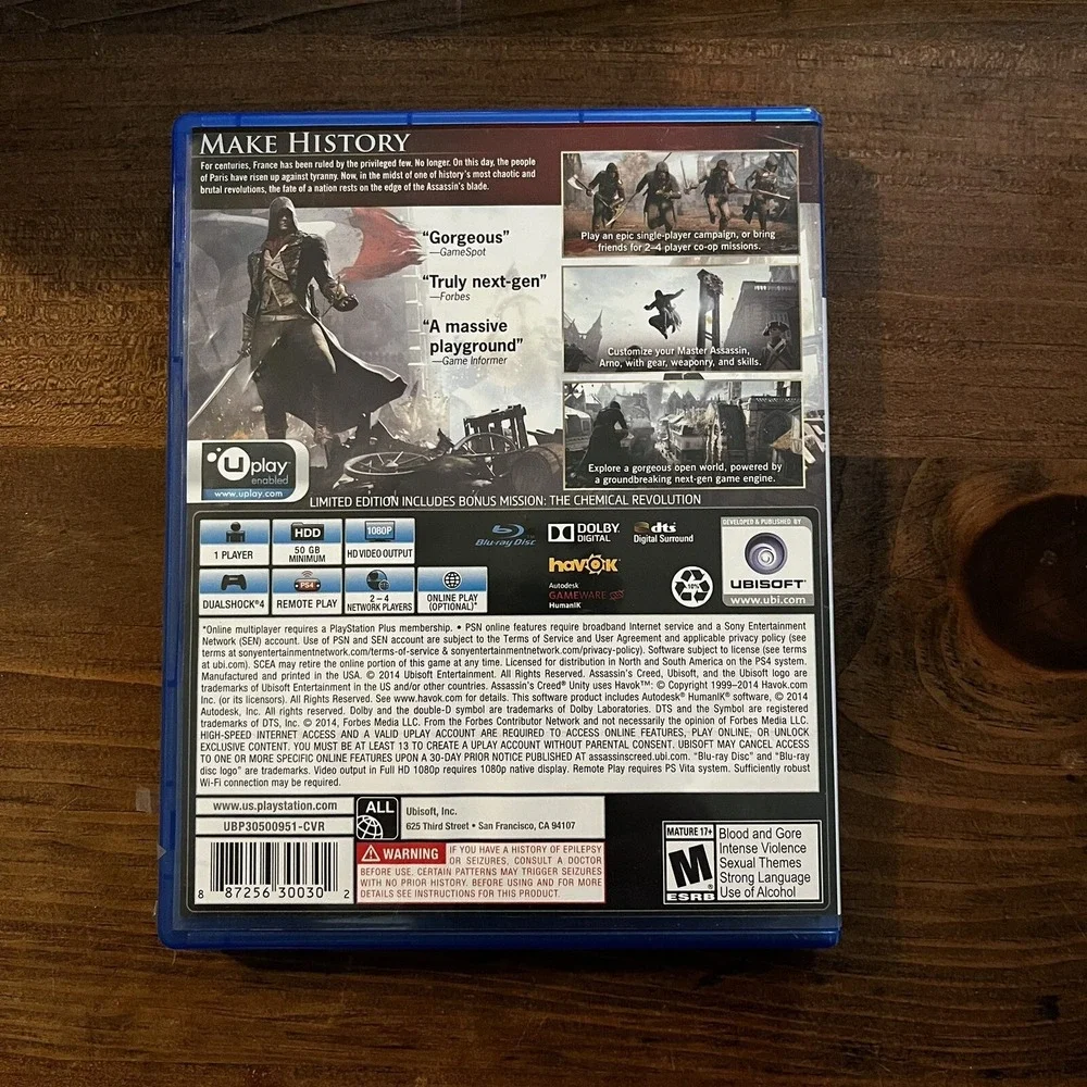 Assassin's Creed: Unity -- Limited Edition (Sony PlayStation 4, 2014)